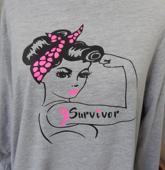 Fight On T-Shirt Pink Ribbon Rosie the Riveter Cancer Awareness Mens Tee Shirt