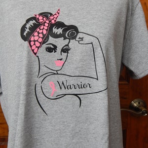 Rosie the riveter Breast Cancer awareness shirt,Believe, Pink ribbon, hope,Fight, Cancer Survivor Gift,Strong Woman,Survivor image 5