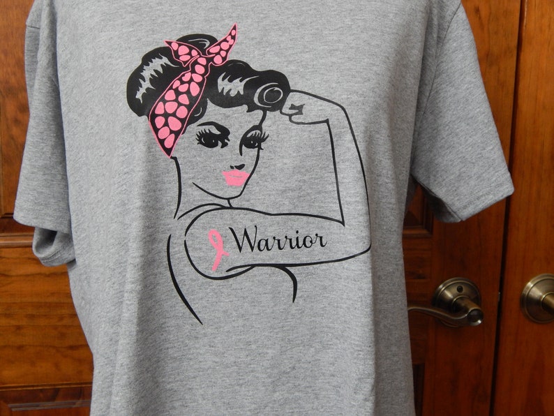 Rosie the riveter Breast Cancer awareness shirt,Believe, Pink ribbon, hope,Fight, Cancer Survivor Gift,Strong Woman,Survivor image 5