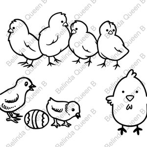 Pintinhos de Páscoa SVG, pintinhos de bebê, Páscoa svg, frango SVG, silhueta, clipart, arquivos cortados, cricut, arquivos vetoriais