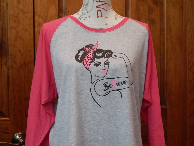 Rosie the Riveter Baseball Tee Breast Cancer - Etsy