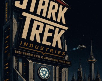 Stark Trek Industries™ | Retro Sci-Fi-företagsparodi-t-shirt