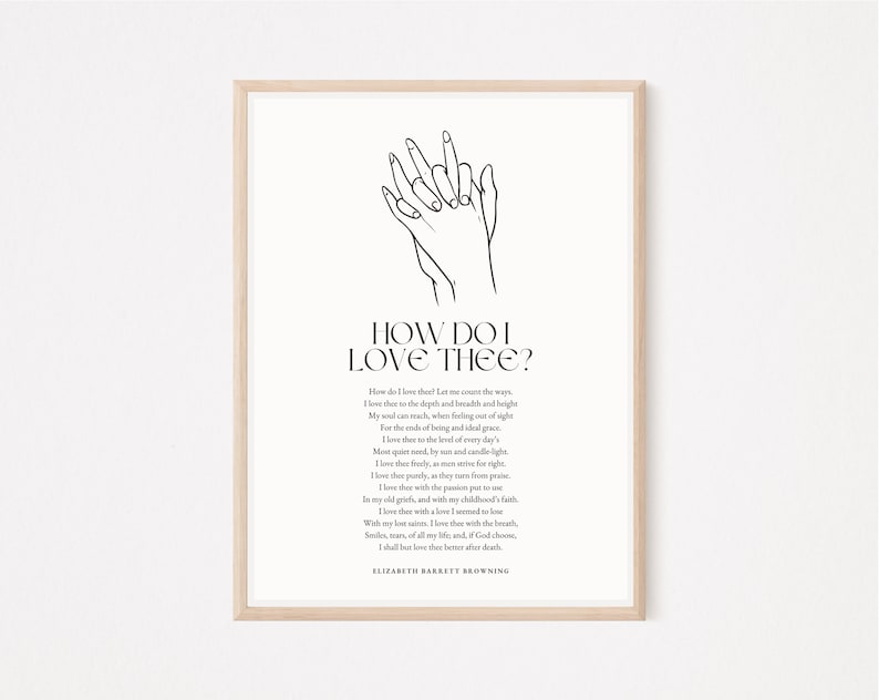 How Do I Love Thee Poem Print Poem by Elizabeth Barrett, Wedding Gift