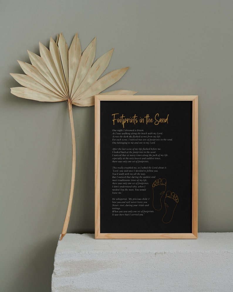 Footprints in the Sand Poem Printable Wall Art Poster Gifts for