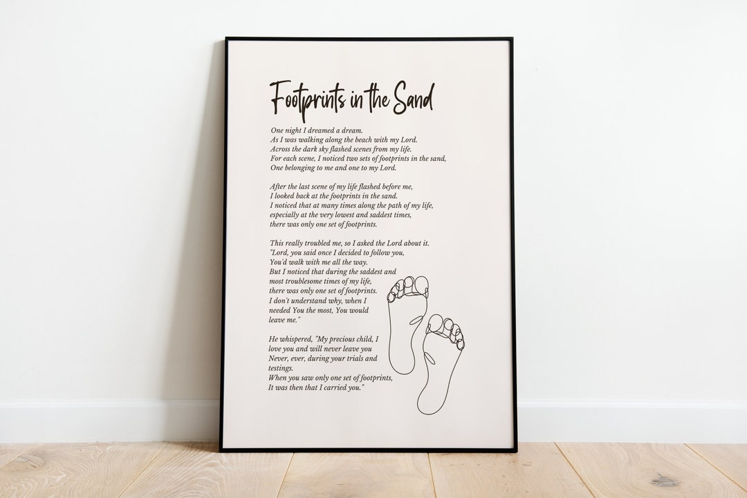 Footprints in the Sand Poem Printable Wall Art Poster Gifts for ...