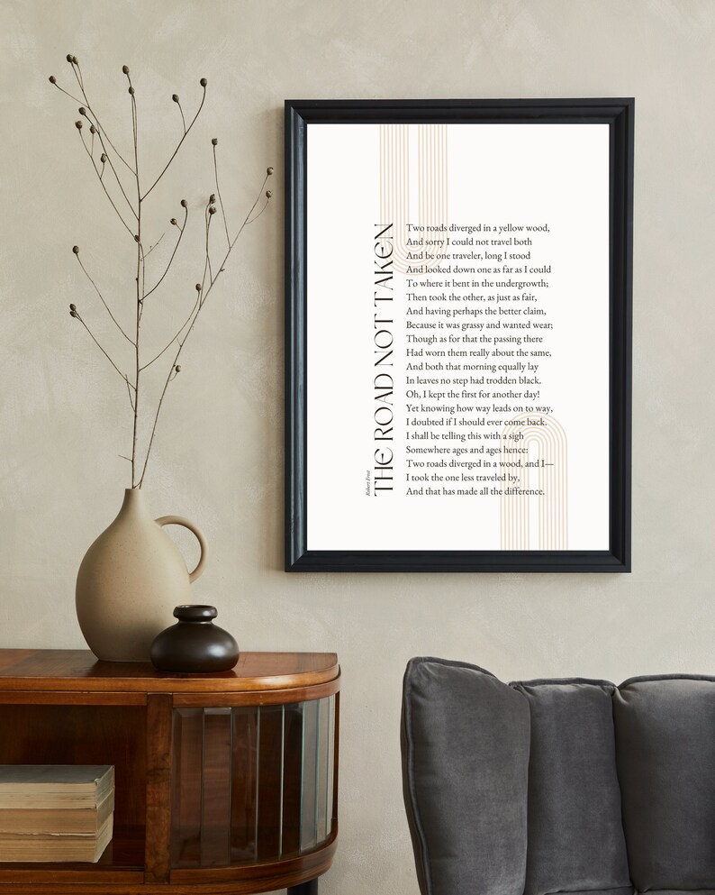 The Road Not Taken Poem by Robert Frost, Printable Poetry Prints, Boho