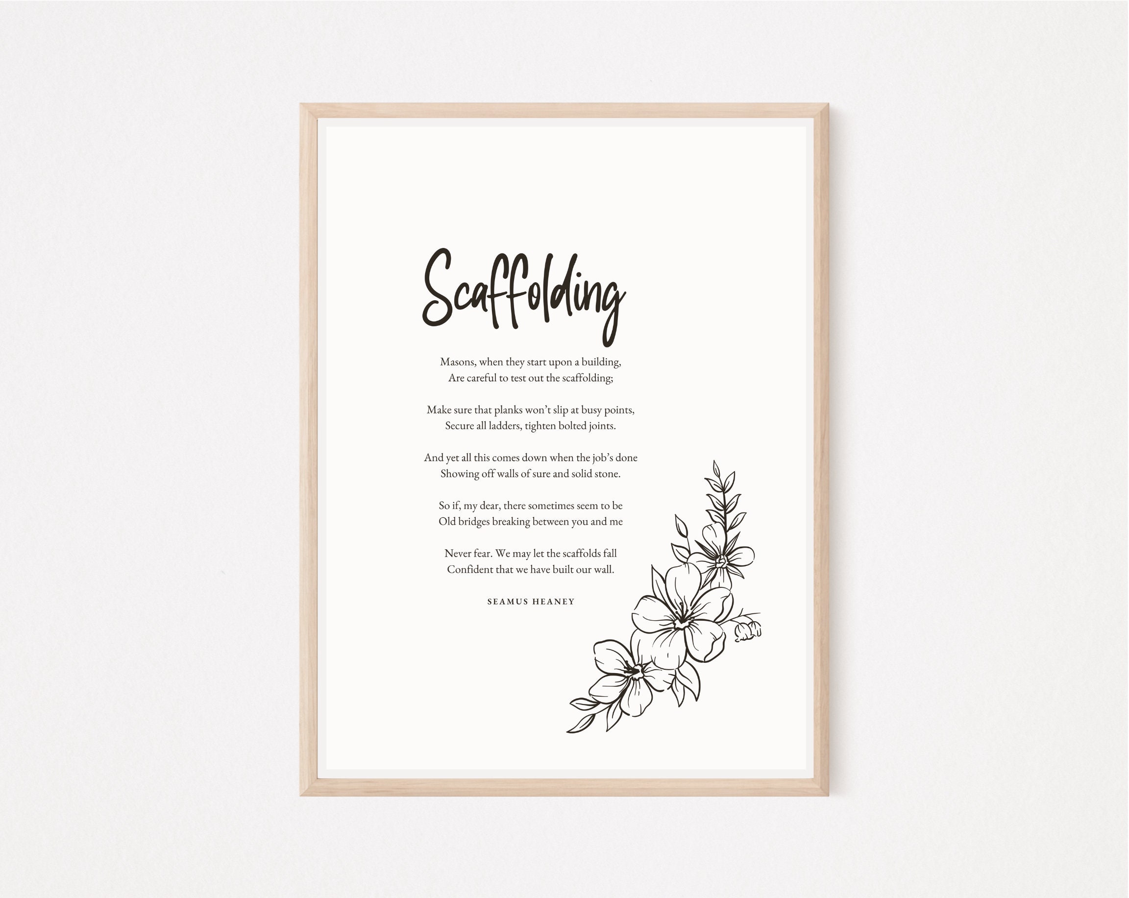 Scaffolding Poem by Seamus Heaney Printable Art Minimal - Etsy UK