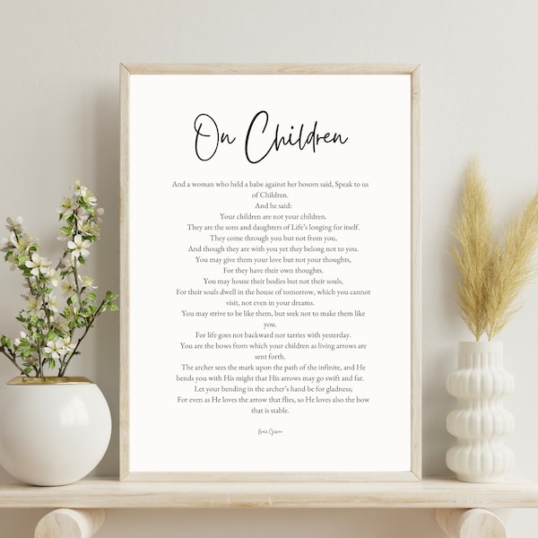 Printable Poem on Children Kahlil Gibran - Etsy