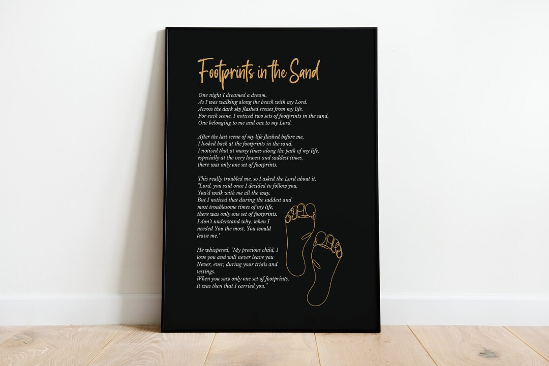 Footprints in the Sand Poem Printable Wall Art Poster Gifts for