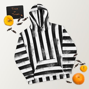 Beetlejuice Distressed (scala di grigi) Felpa con cappuccio unisex