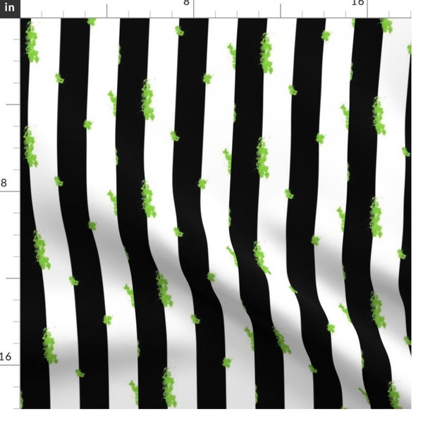 Beetlejuice Distressed in Bright Neon Green like Cartoon Striped Fabric