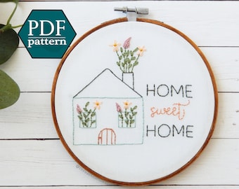 PDF Pattern: Home Sweet Home - Beginner Embroidery Pattern - Hand Stitch Pattern