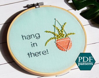 PDF Pattern: Hanging Plant - Beginner Embroidery Pattern - Hand Stitching Pattern