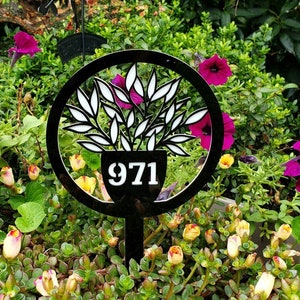 Home Decor - Custom House Number - Pot Decor - Garden Stake - Plant - Cat - Bee - Crab - Horse - Flower - 5" wide