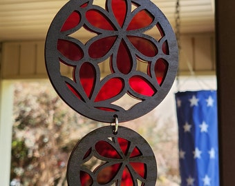 Flower Suncatcher - Porch Decor - 17" long - Acrylic/Wood - Made to Order