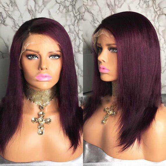Purple Full Lace Wig Wig Lace Human Hair Wigs Glueless Etsy