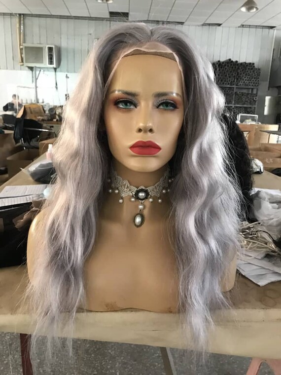 Silver Wig Full Lace Wig Human Hair Lace Front Wig Human Hair Etsy
