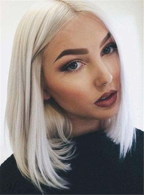 Lace Front Wig Human Hair Human Hair Wigs White Wig Straight Etsy