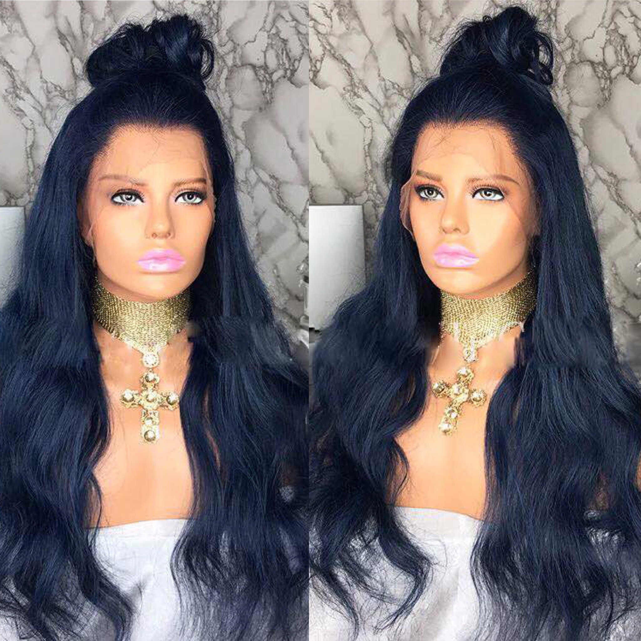 blue wigs human hair