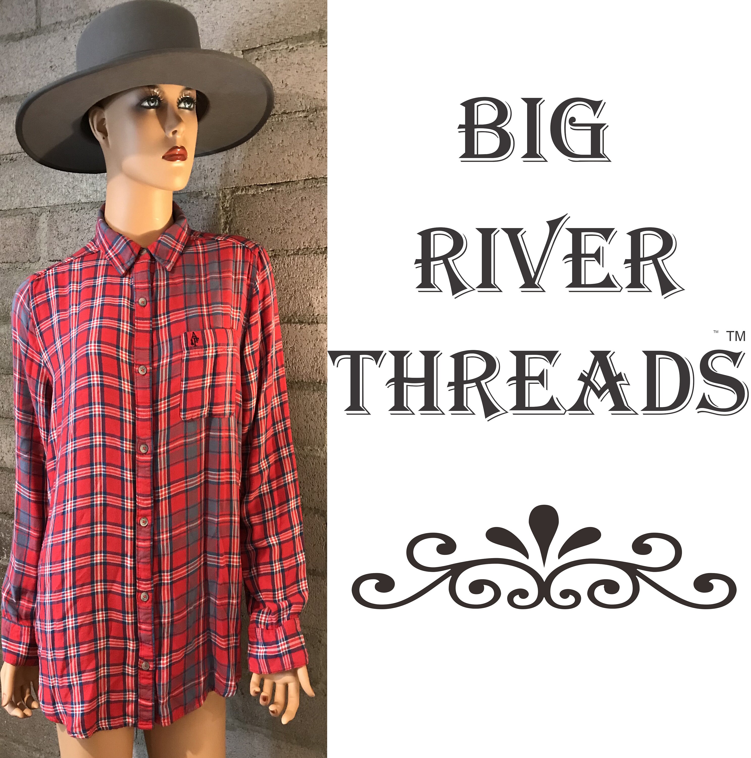 Abercrombie Fitch Red Flannel Shirt Top 
