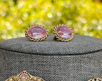 Vintage CHOOSE 1 Victorian 1928 Brand Pink Gold Tone Jewelry: Pink Quartz Pin SOLD, Rhinestone Posts