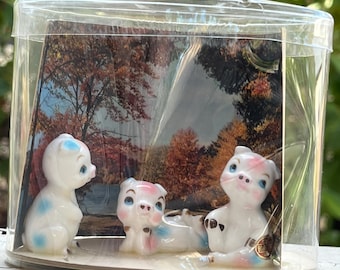Vintage Bradley Bone China Piglet Trio, Japan, Original Packaging