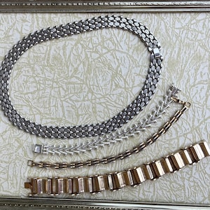 Vintage YOU CHOOSE Costume Machine Age/Unique Link Jewelry: 1 Necklace, 3 Bracelets 7-71/2”