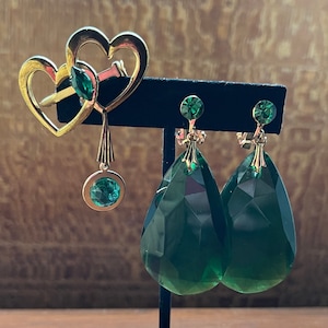 Costume Jewelry Emerald Earring Etsy