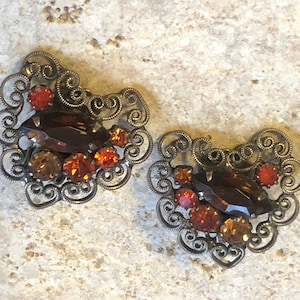 Vintage Weiss Rhinestone Earrings, Large Weiss Rhinestone Heart