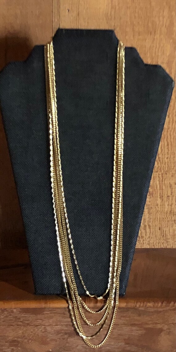 1940s 5 strand necklace gold tone beads