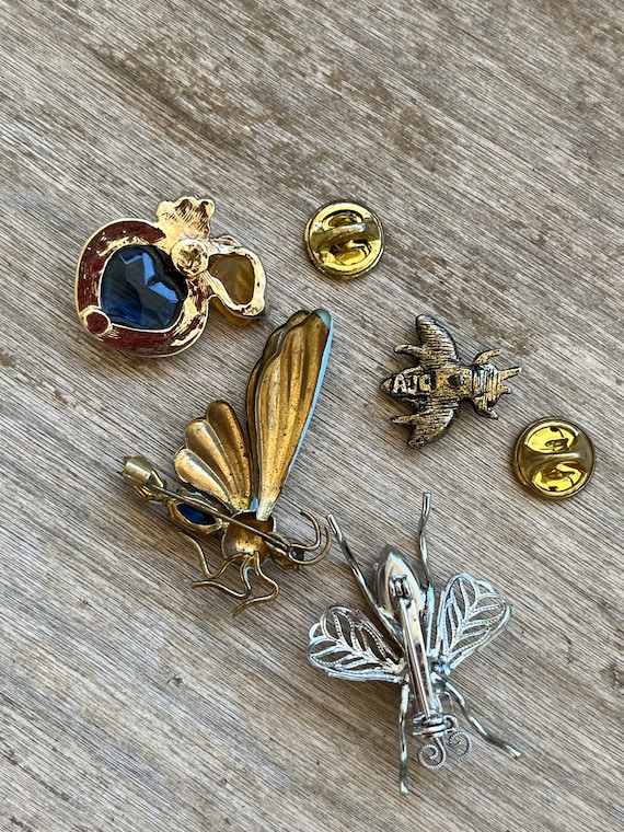 Vintage/Antique Flying Insect Brooch Trio Insect … - image 3