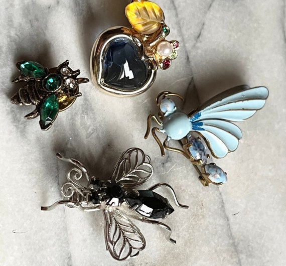 Vintage/Antique Flying Insect Brooch Trio Insect … - image 9