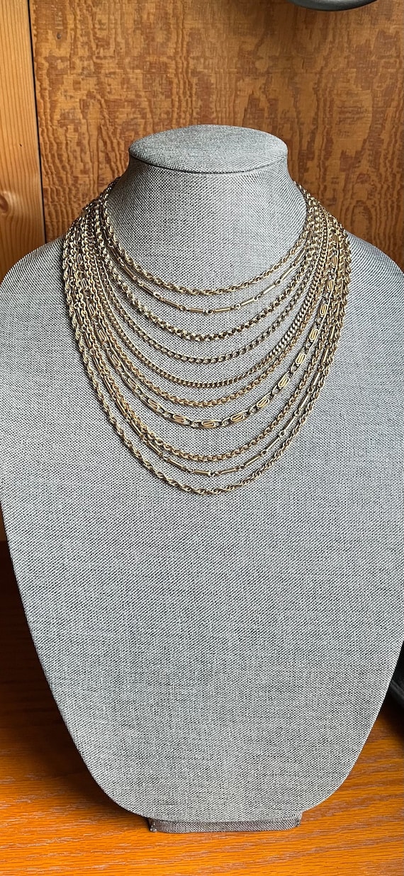 Vintage Marvella 10 Strand Necklace Gold Tone Hook