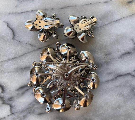 Vintage Judy Lee Marked Jewelry Set Brooch Clip E… - image 7