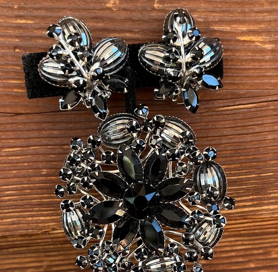 Vintage Judy Lee Marked Jewelry Set Brooch Clip E… - image 6