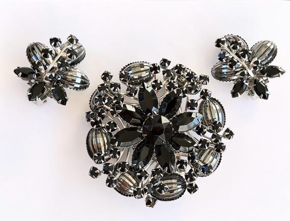 Vintage Judy Lee Marked Jewelry Set Brooch Clip E… - image 3