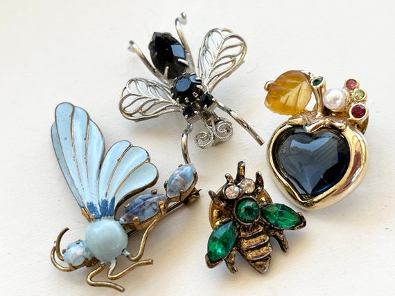 Vintage/Antique Flying Insect Brooch Trio Insect … - image 6