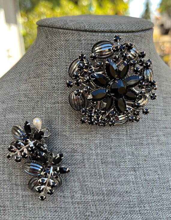 Vintage Judy Lee Marked Jewelry Set Brooch Clip E… - image 10