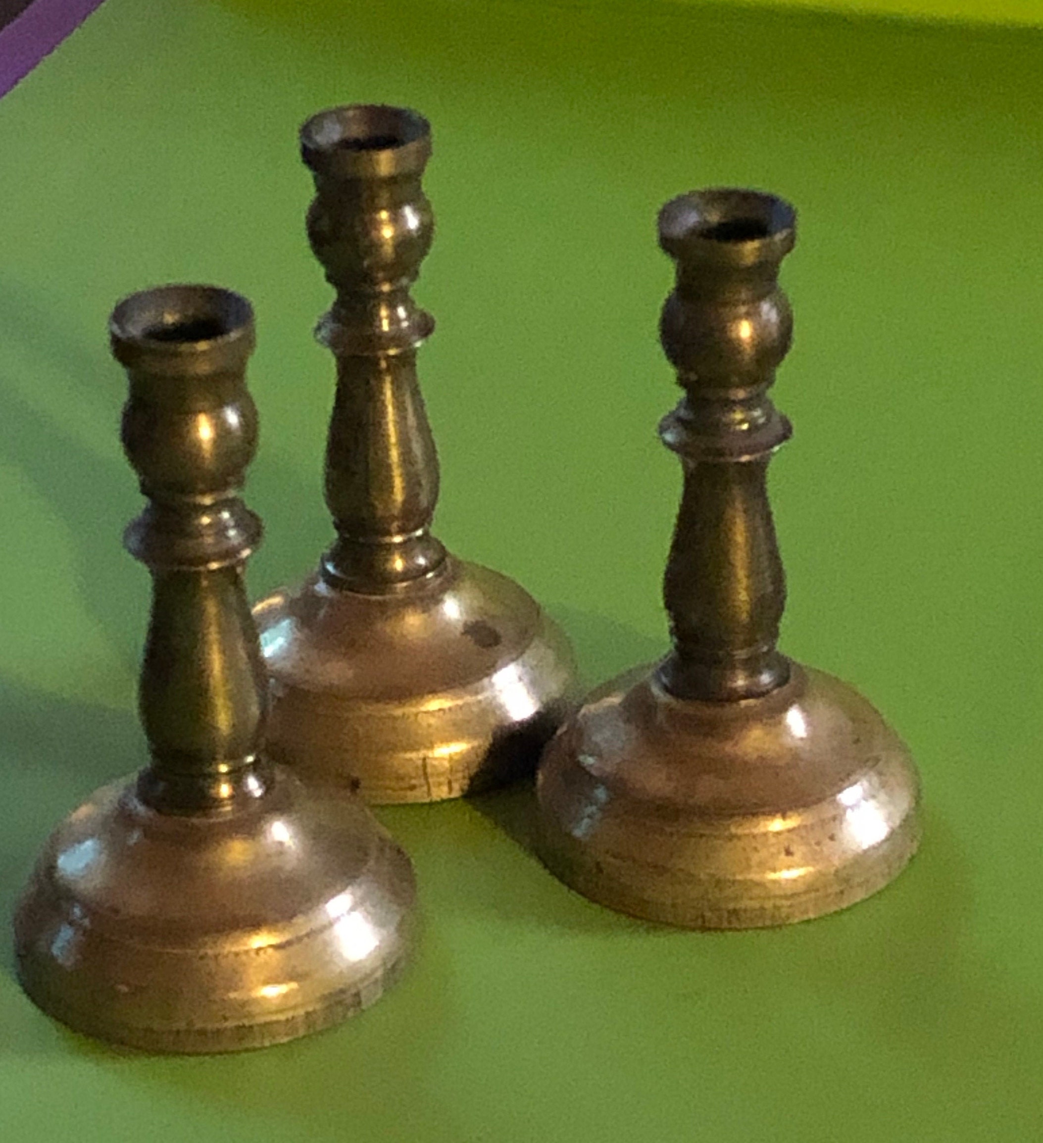 Vintage 3 Brass Dollhouse Candle Holders Mini Candle Holder Etsy