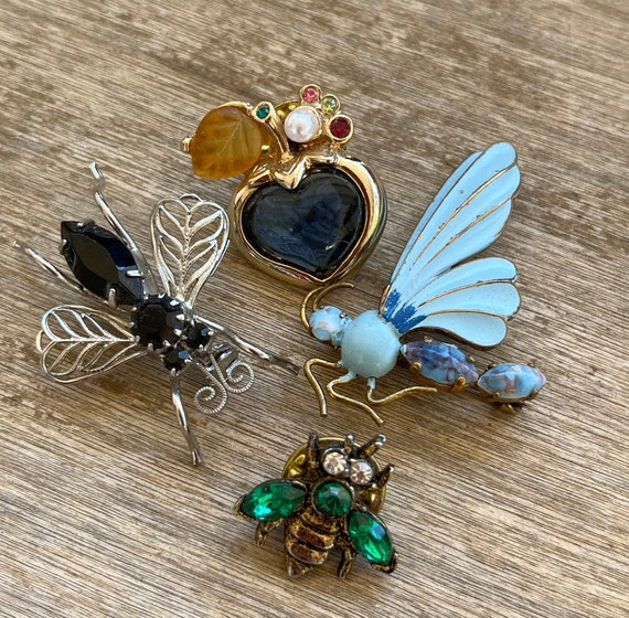 Vintage/Antique Flying Insect Brooch Trio Insect … - image 5