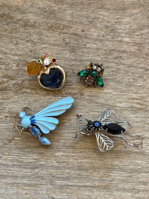 Vintage/Antique Flying Insect Brooch Trio Insect … - image 1