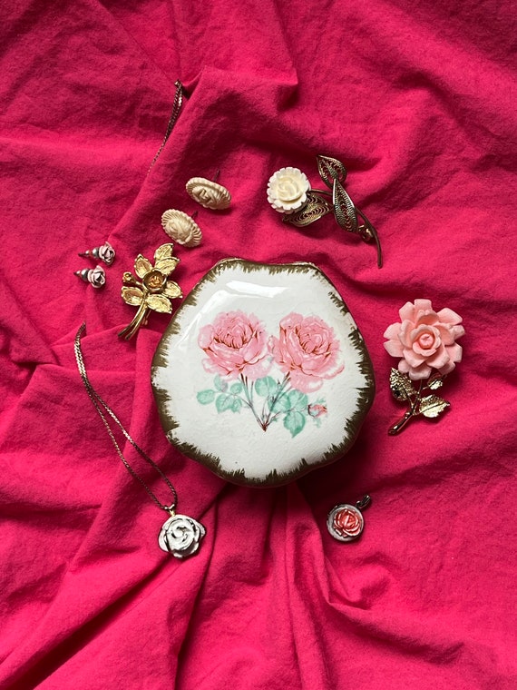 Vintage Rose Jewelry Group Capodimonte Trinket Di… - image 2