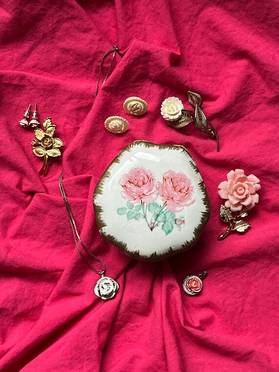 Vintage Rose Jewelry Group Capodimonte Trinket Di… - image 8