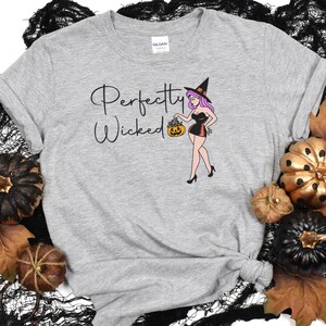Perfectly Wicked | Pin-up Witch with Candy | Halloween Shirt |