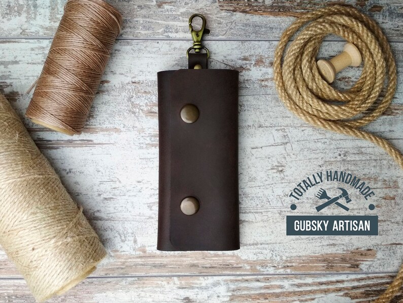 Handmade leather keyholder for woman Red crazy horse leather Etsy