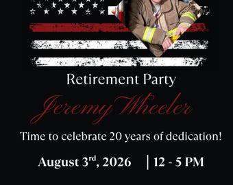 Editable Firefighter Retirement Invitation