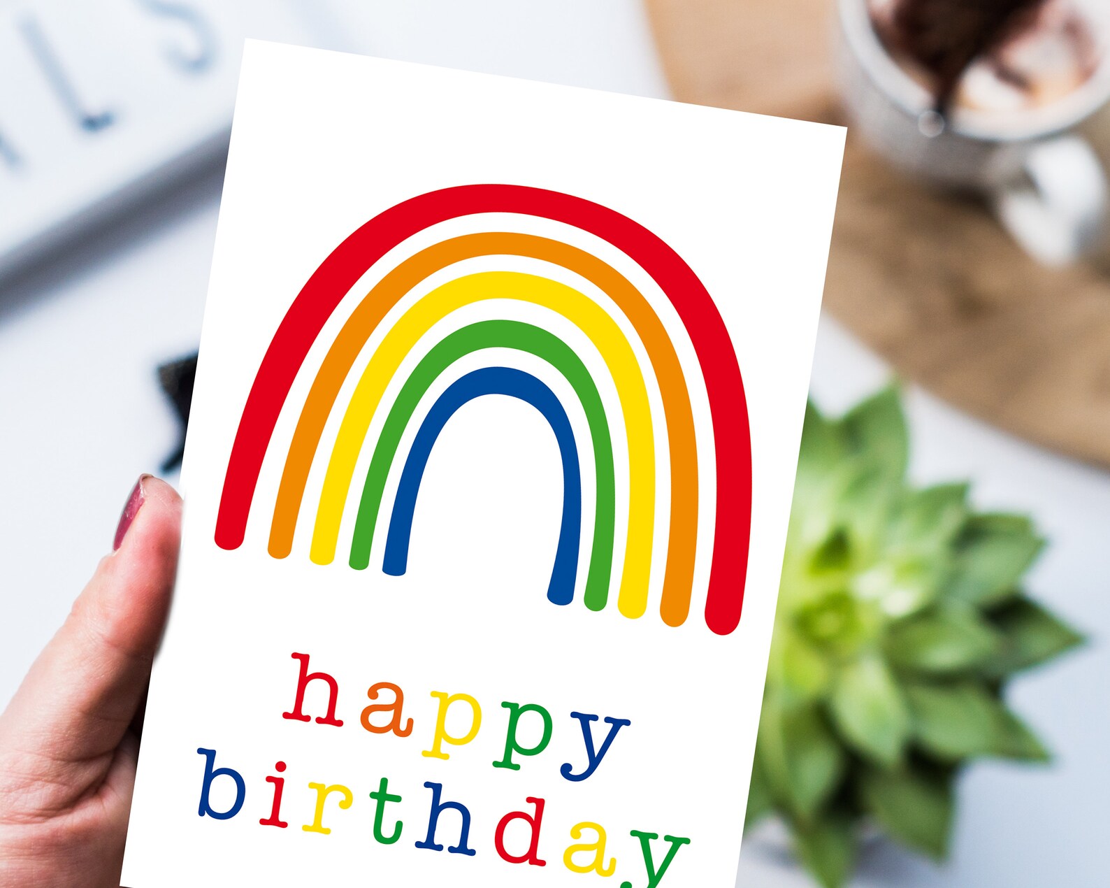 Rainbow Birthday Card Digital Download Birthday Card Etsy