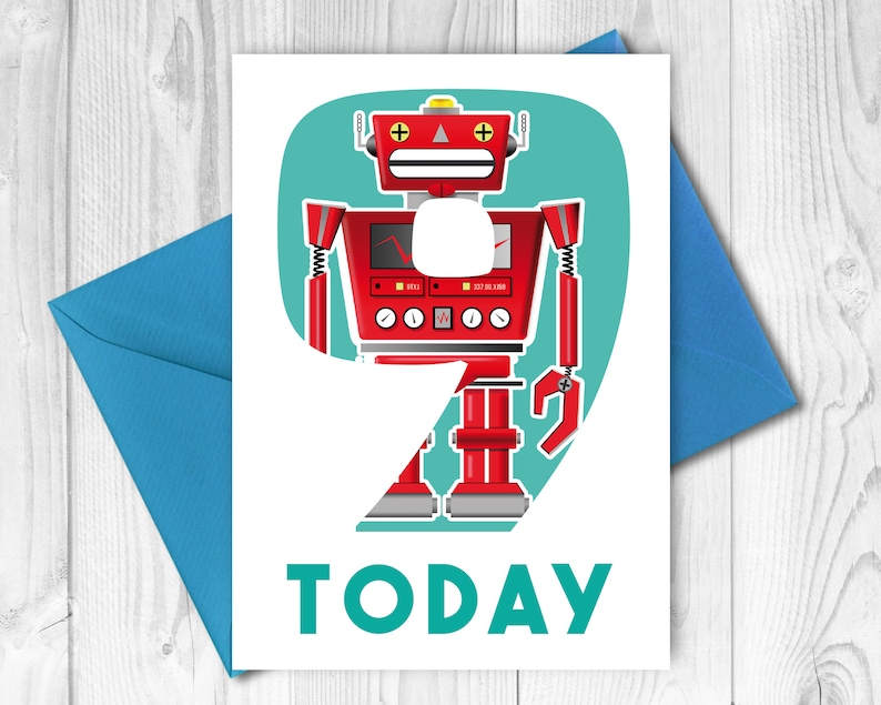 9 Year Old Birthday Card Printable For Boy Or Girl Robot 9th Etsy 9 Year Old Birthday Card Printable For Boy Or Girl Robot 9th Etsy