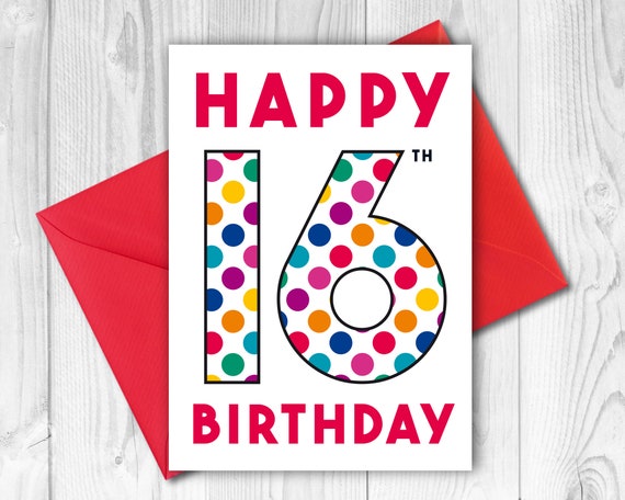 16th Birthday Card Digital Download Printable Age 16 | Etsy