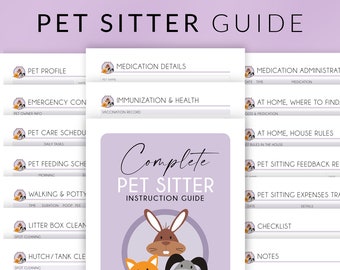 Tiersitter Anleitung - Ausfüllbarer & druckbarer PDF-Planer – Haustier sitzend Notizen – Fütterungsanleitung, Reinigung, Gesundheit und Zeugnis